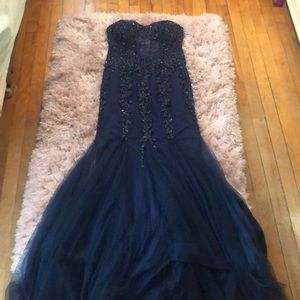 Jovani beaded blue corset dress